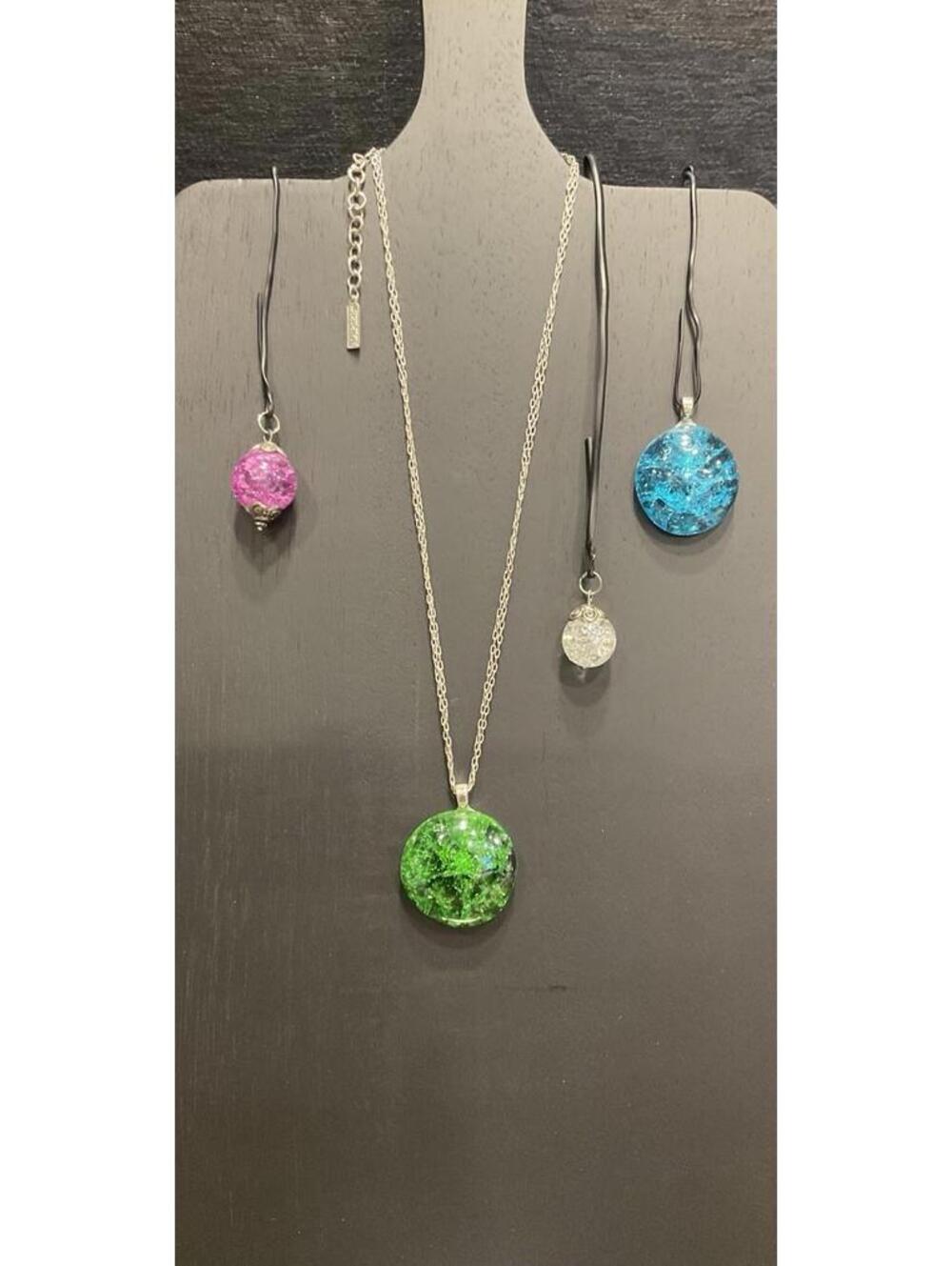 Napier Silver Tone Necklace With 4 Pendant Set